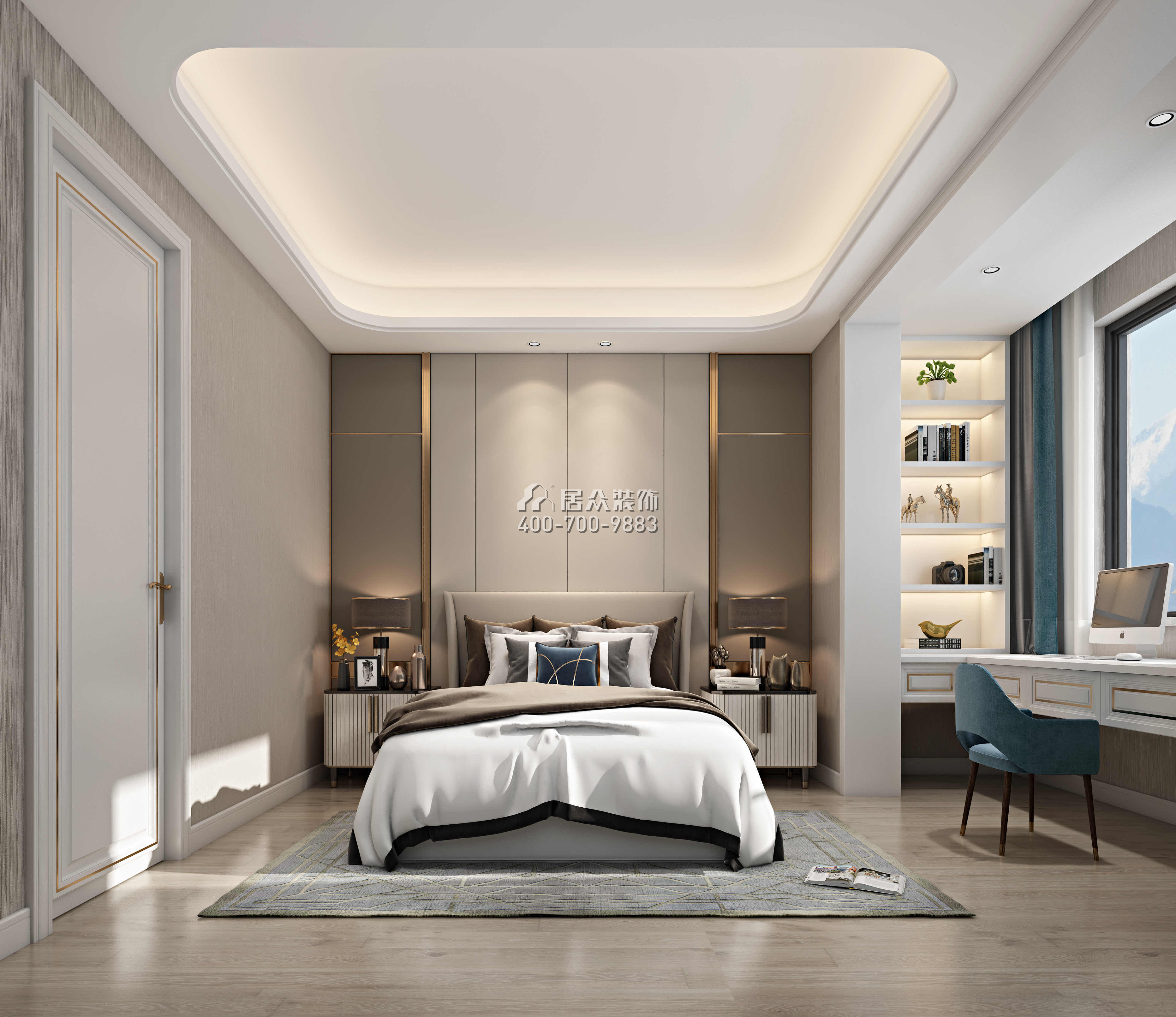 香蜜湖一号340平方米现代简约风格平层户型卧室装修效果图