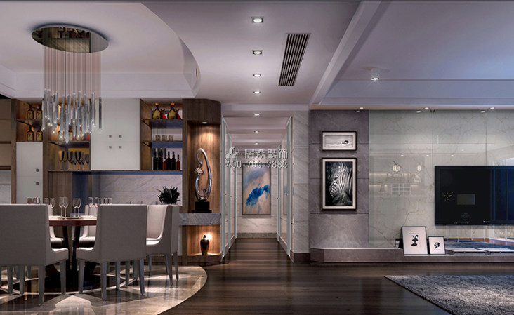大信君匯灣275平方米現代簡約風格平層戶型餐廳裝修效果圖