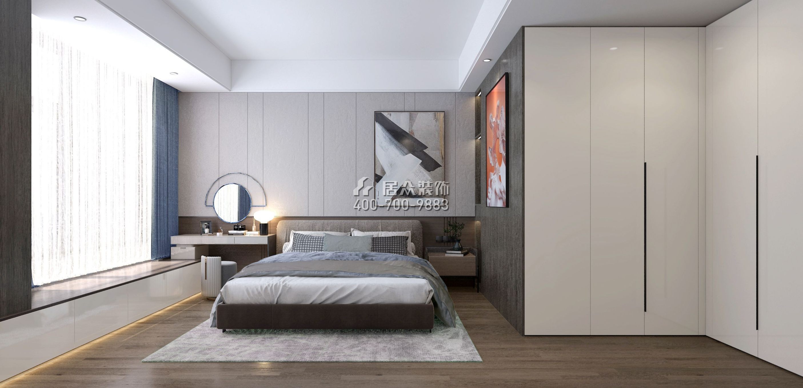 中泰財富湘江120平方米現代簡約風格平層戶型臥室裝修效果圖