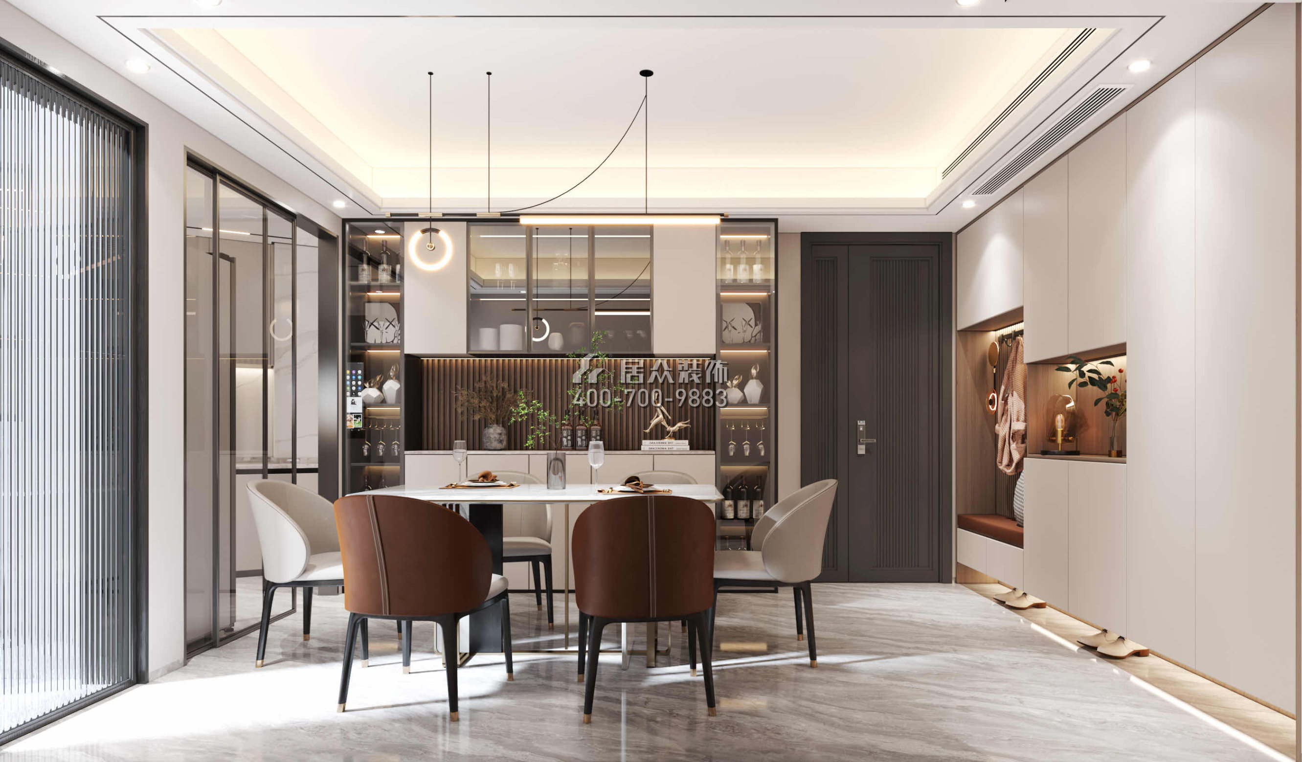 碧海紅樹園120平方米現代簡約風格平層戶型餐廳裝修效果圖