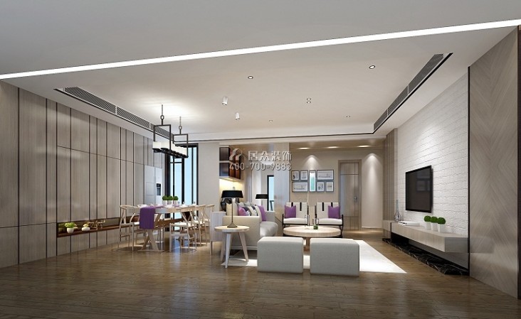流金岁月200平方米现代简约风格复式户型客厅装修效果图