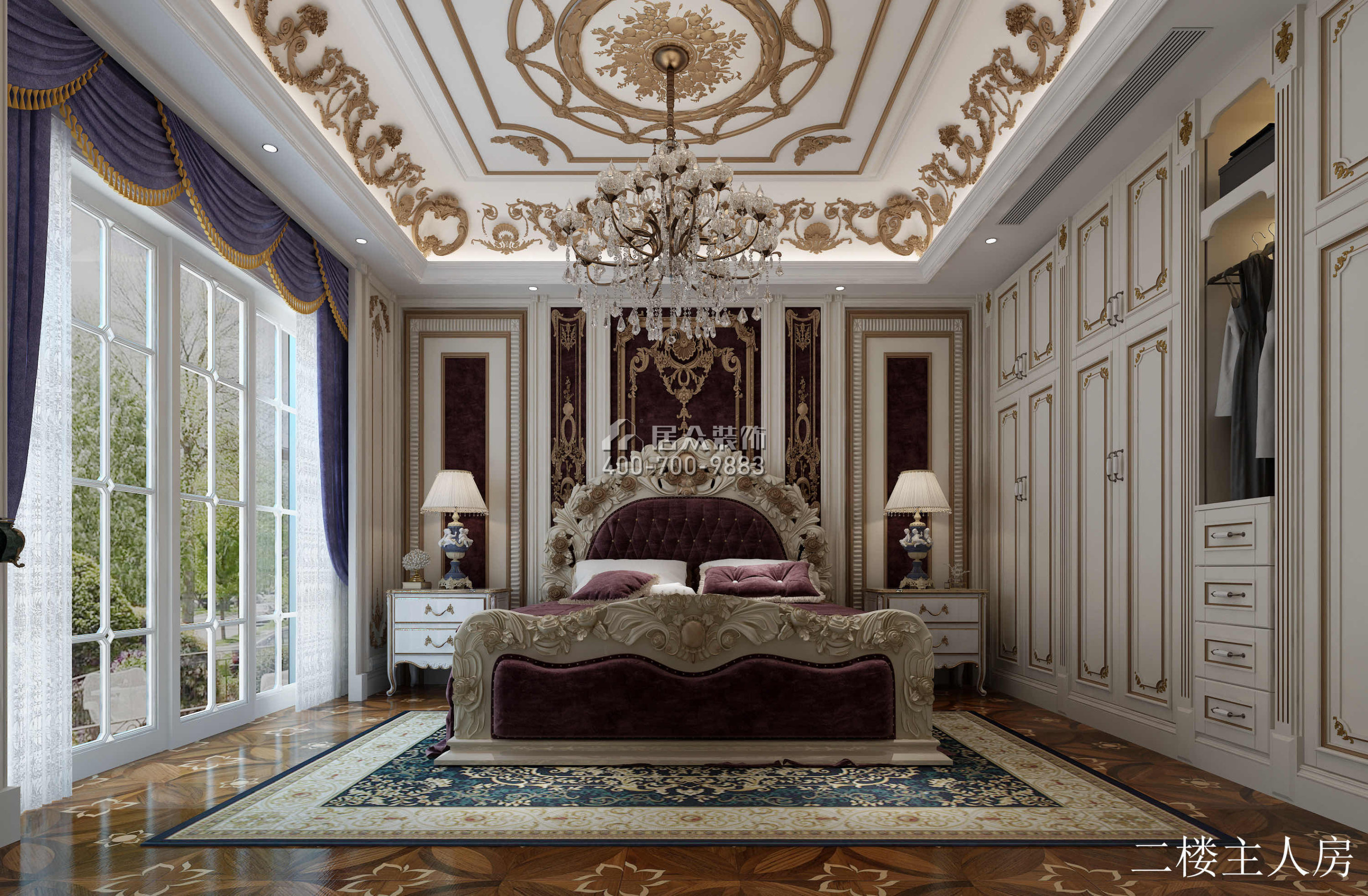 葡萄庄园800平方米欧式风格别墅户型卧室装修效果图