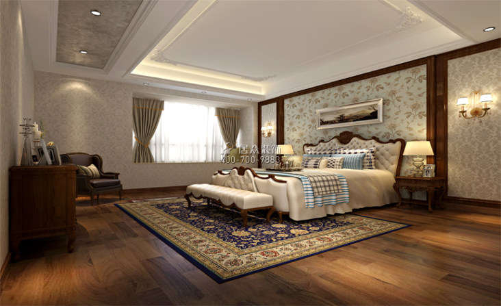 曦城六期200平方米欧式风格复式户型卧室装修效果图