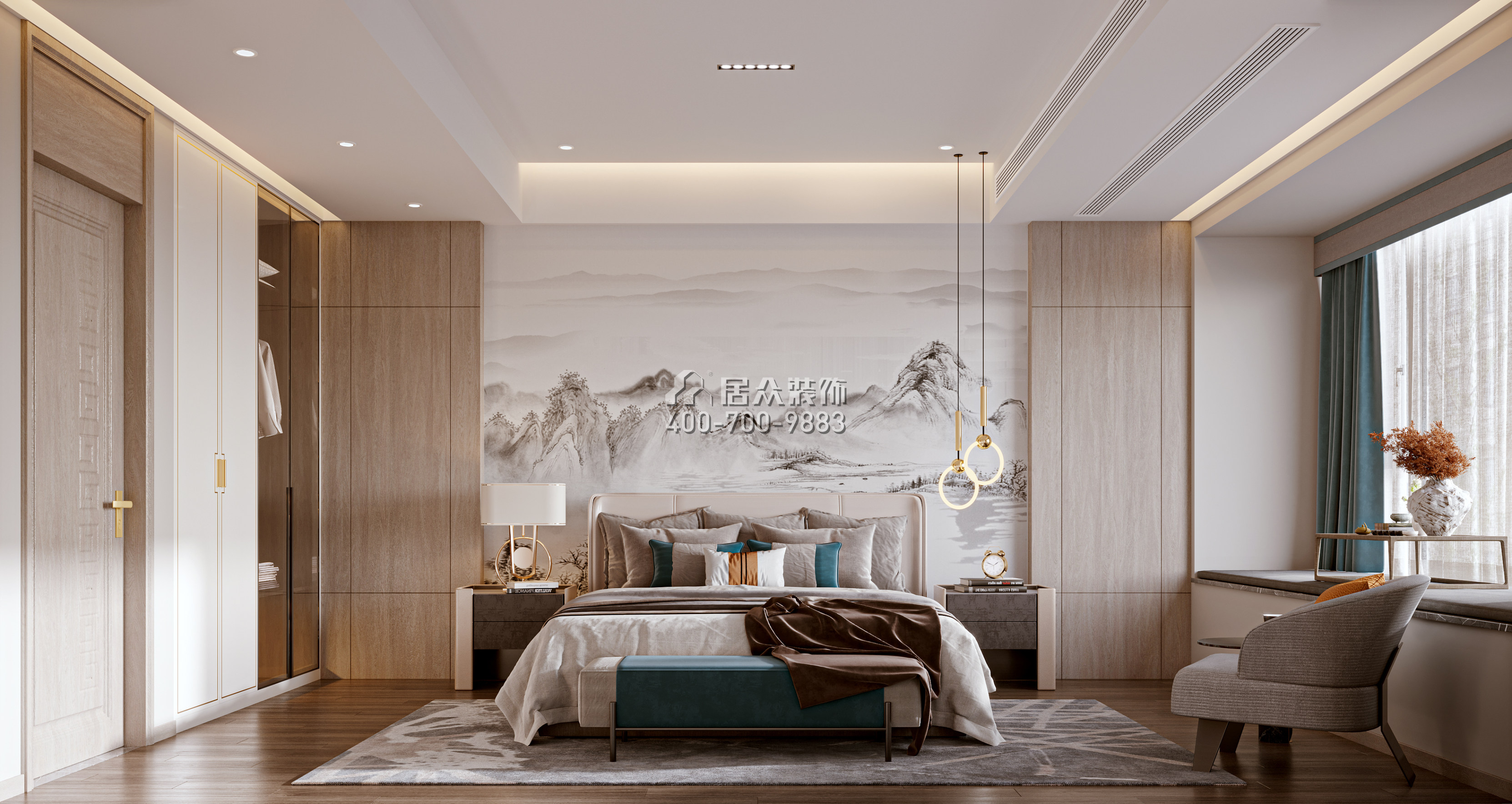 恒裕水墨兰亭360平方米中式风格复式户型卧室（中国）科技有限公司官网效果图