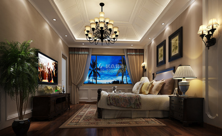 湘江一号370平方米中式风格别墅户型卧室装修效果图