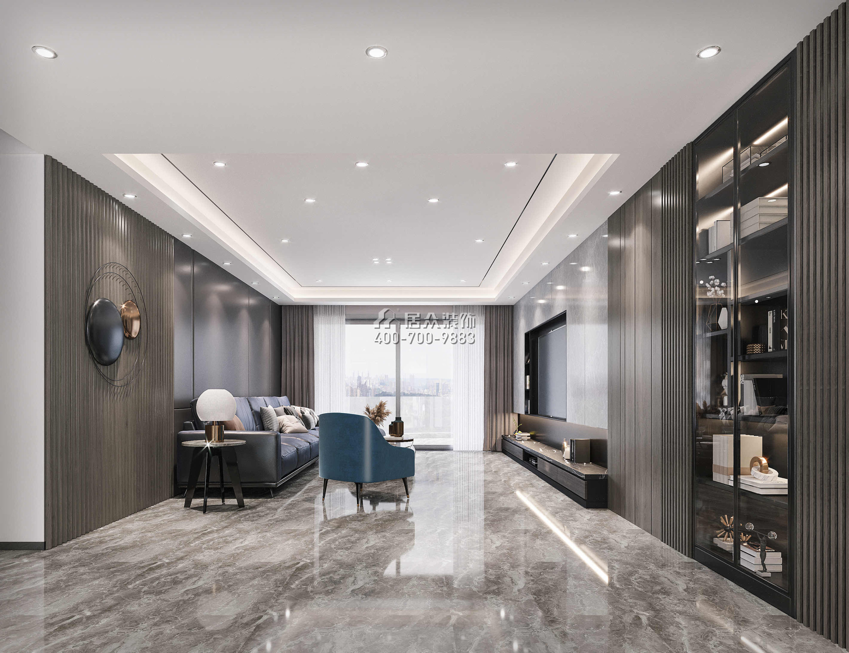 南海玫瑰園180平方米現代簡約風格平層戶型客廳裝修效果圖