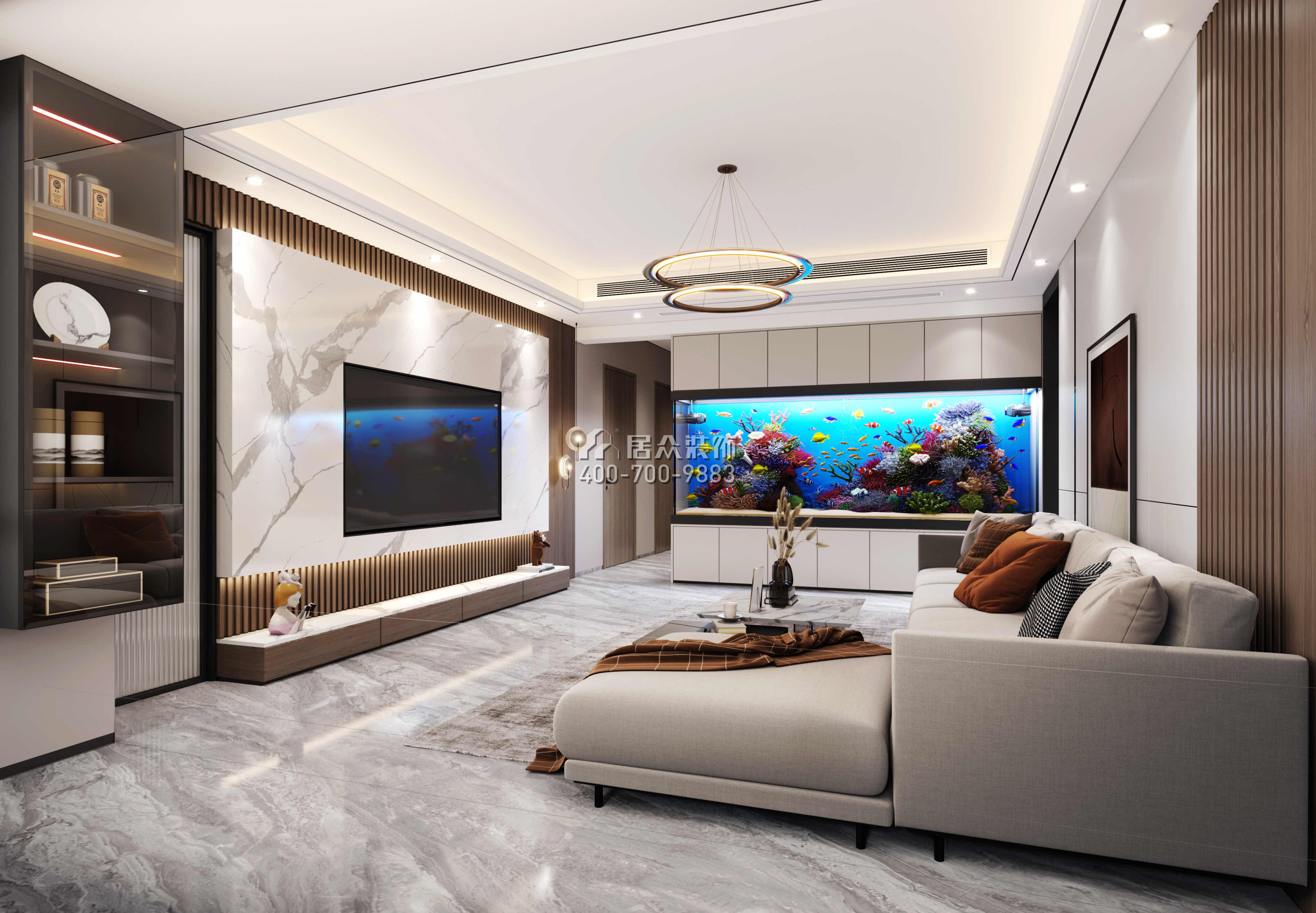 碧海红树园120平方米现代简约风格平层户型客厅装修效果图