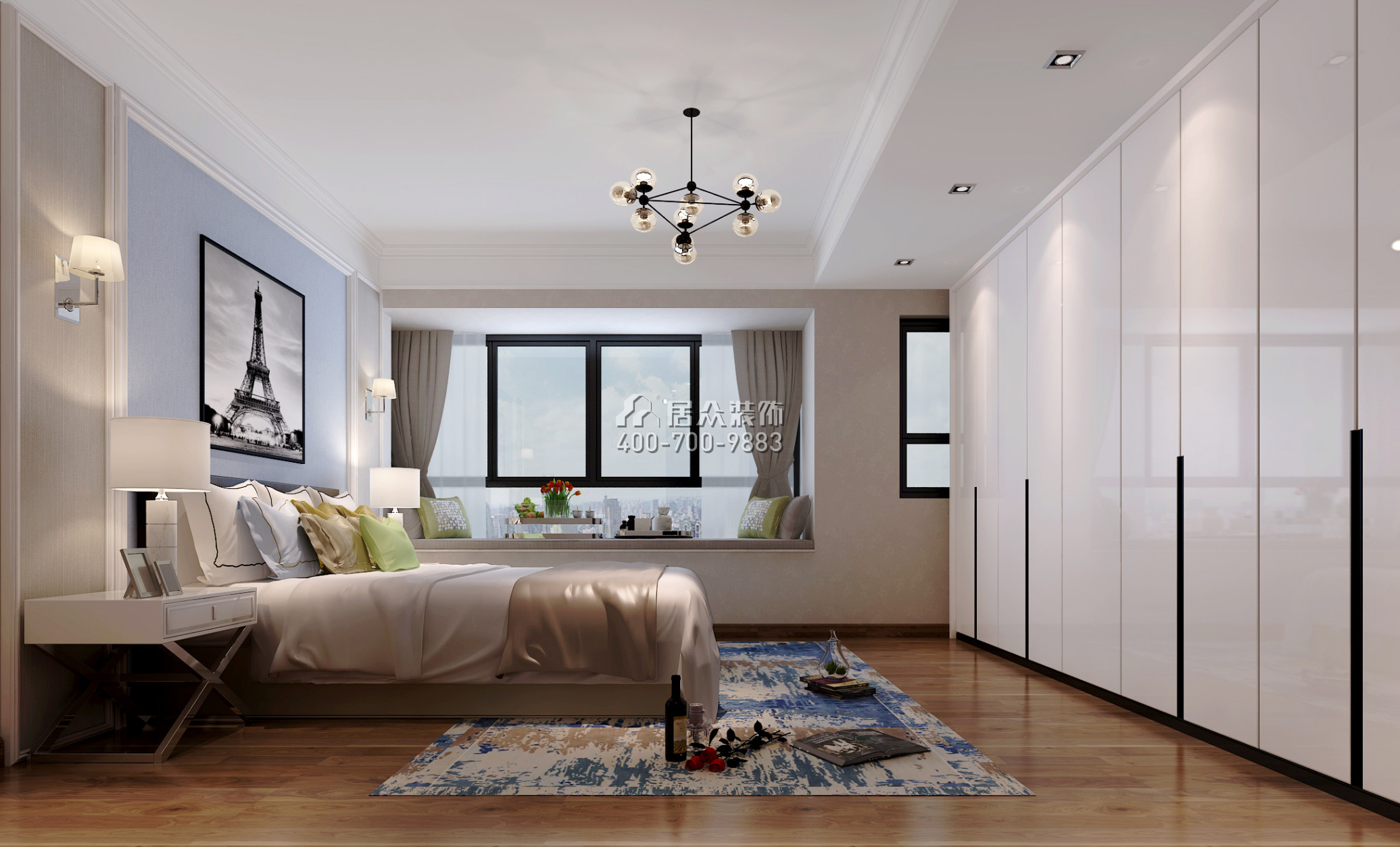天悦湾140平方米现代简约风格平层户型卧室装修效果图