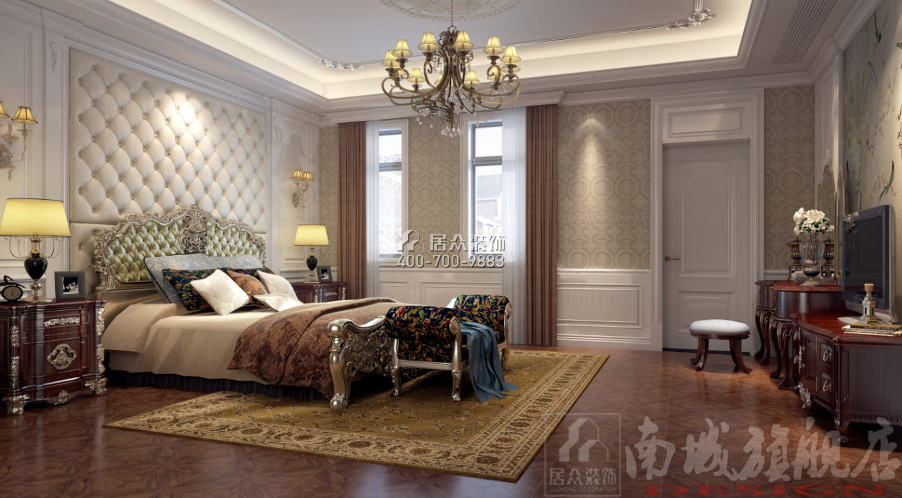振业城750平方米欧式风格别墅户型卧室装修效果图