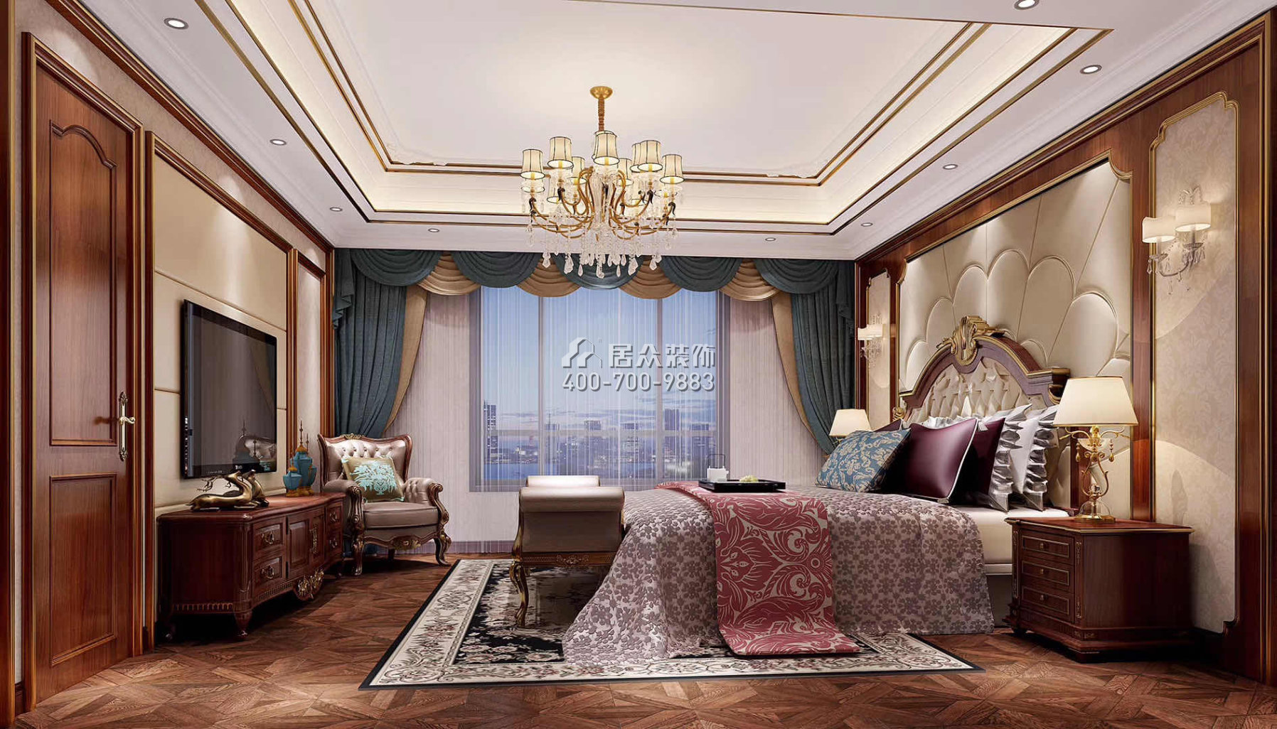 华桂园220平方米欧式风格别墅户型卧室装修效果图