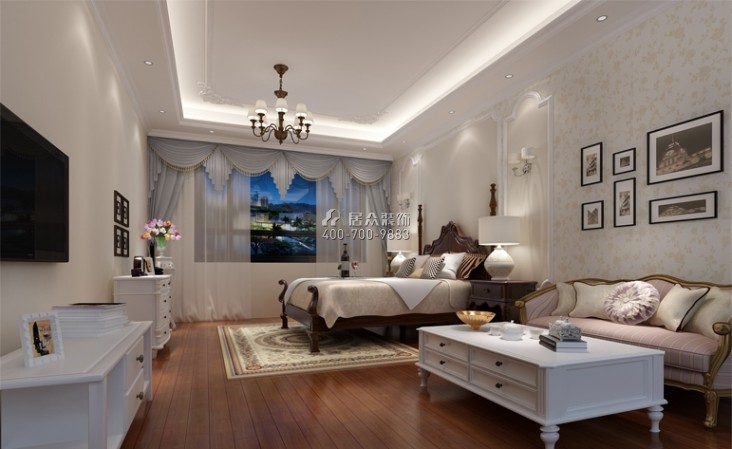 株洲碧桂园500平方米美式风格别墅户型卧室装修效果图