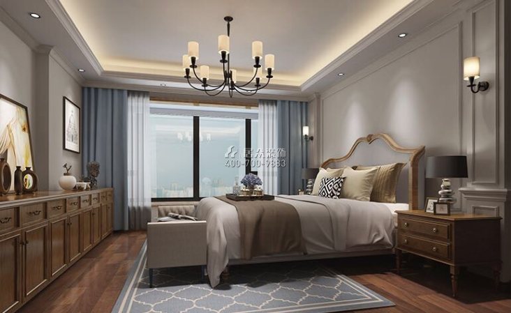 星河传奇花园一期150平方米美式风格平层户型卧室装修效果图