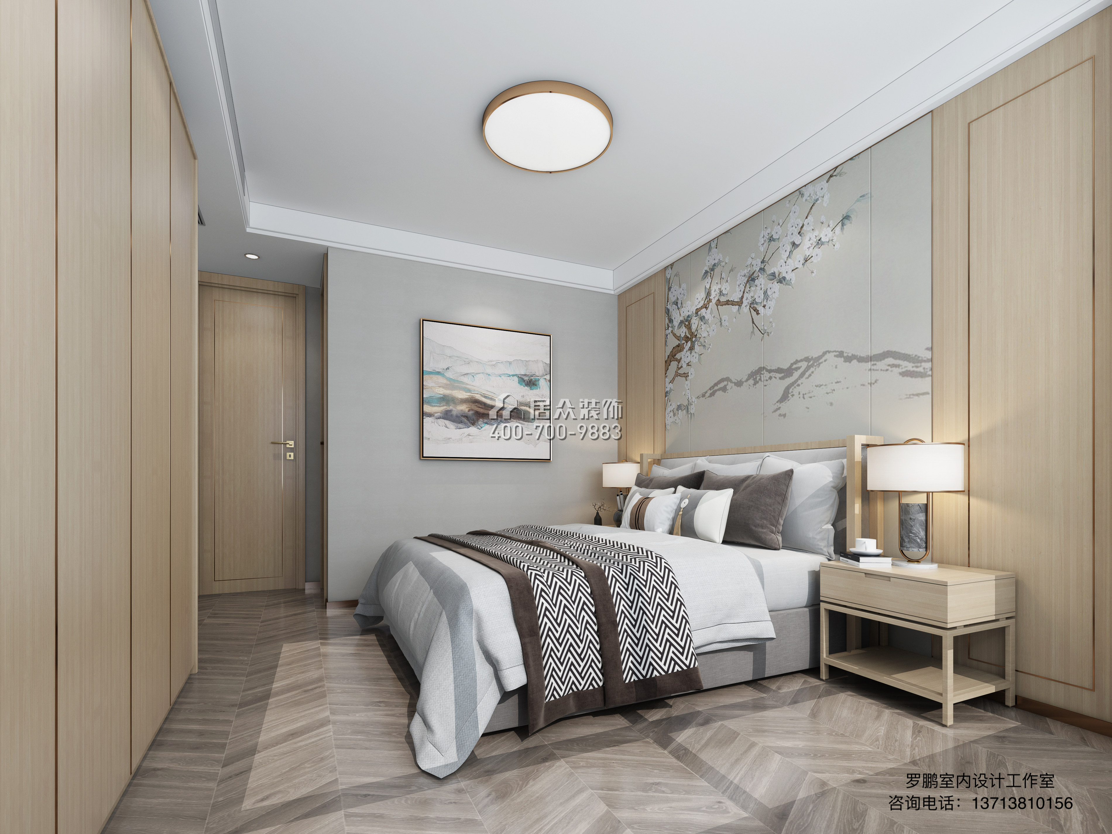 纯水岸225平方米现代简约风格平层户型卧室装修效果图