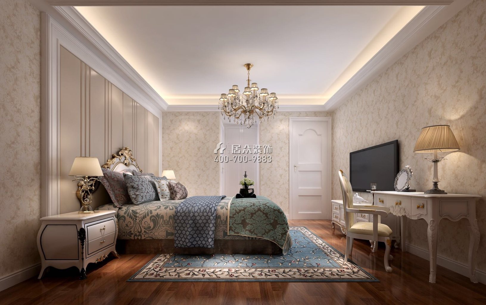江湾一品175平方米欧式风格平层户型卧室装修效果图