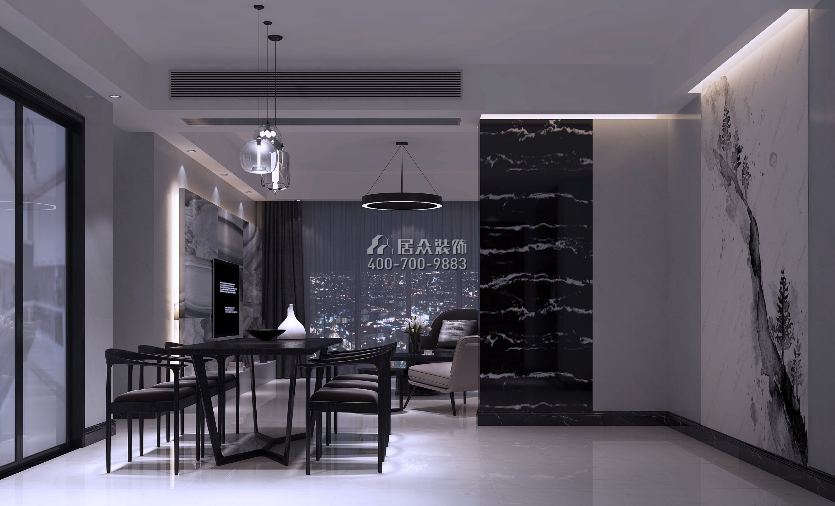 隆生东湖九区175平方米现代简约风格平层户型餐厅装修效果图
