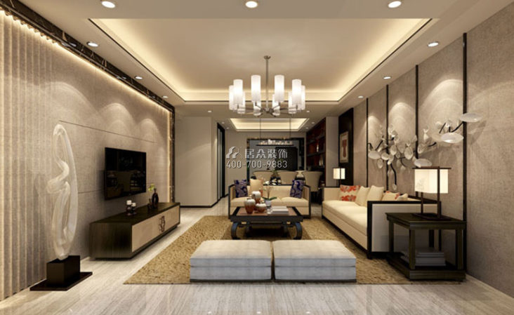 信和御龙山165平方米中式风格平层户型客厅装修效果图
