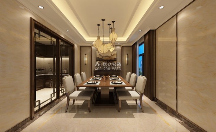美的君兰江山168平方米中式风格平层户型餐厅装修效果图