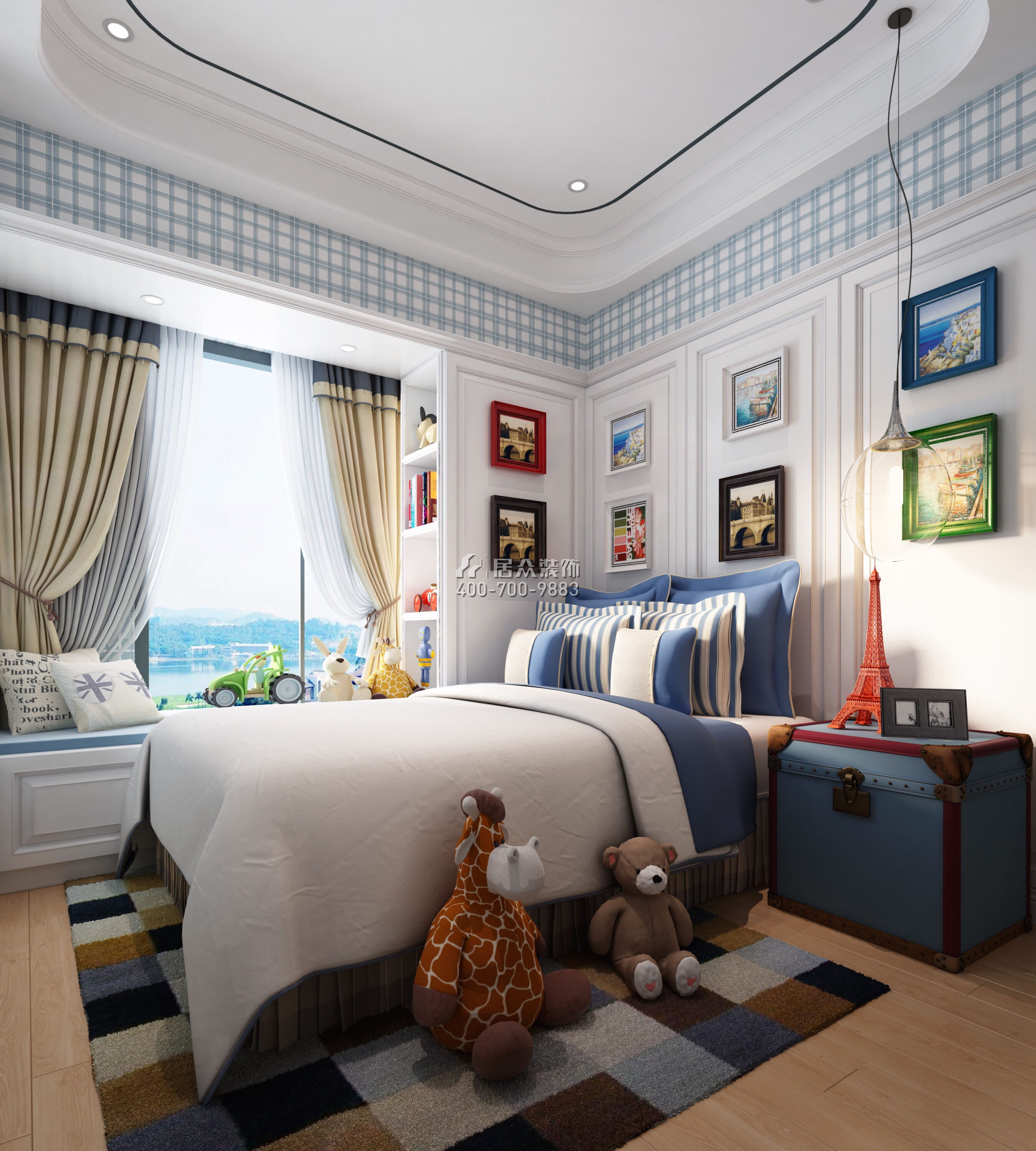 红树别院173平方米美式风格平层户型卧室装修效果图