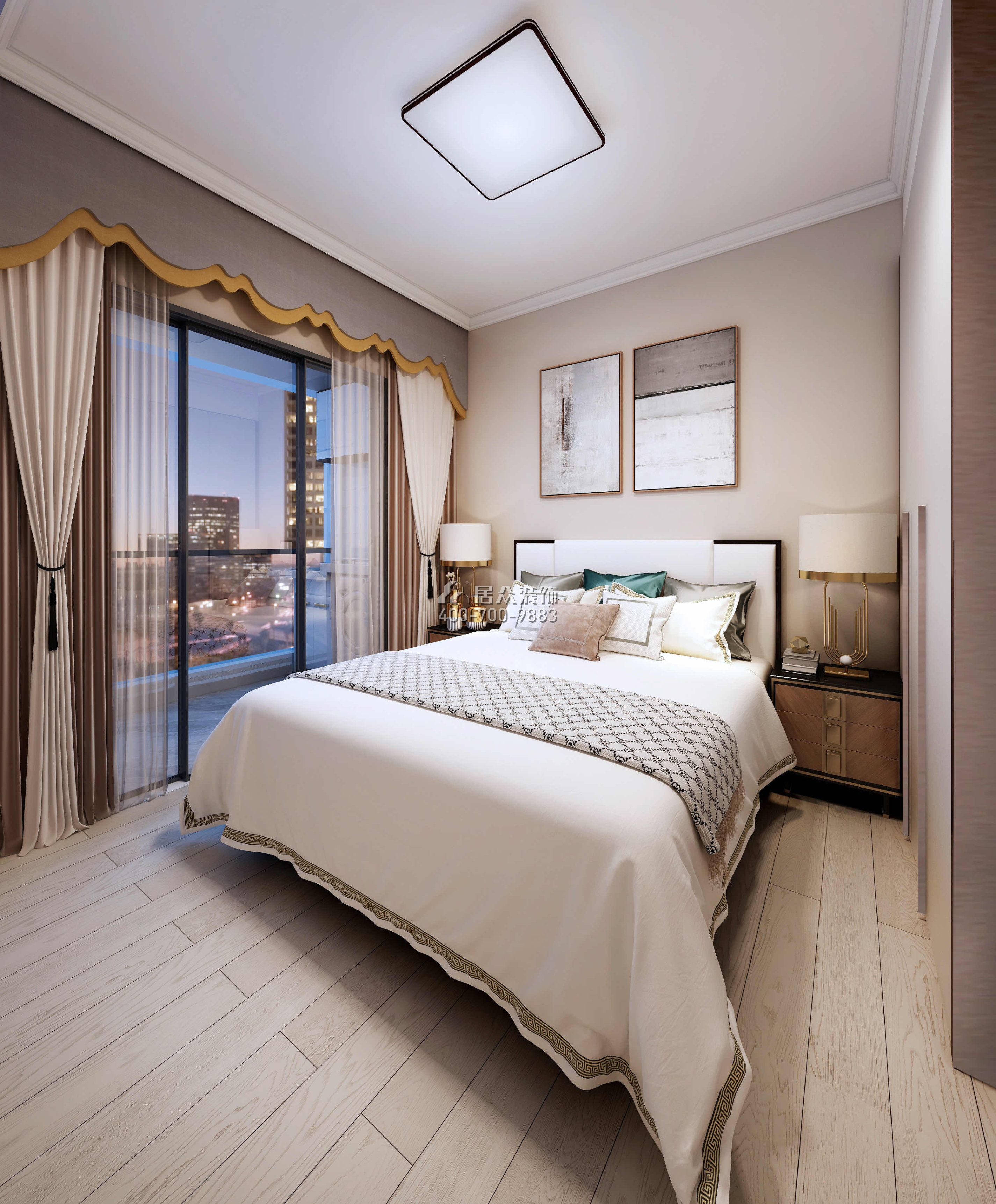 勤诚达正大城103平方米现代简约风格平层户型卧室装修效果图
