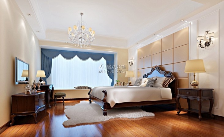 绿地翠谷香堡297平方米中式风格平层户型卧室装修效果图
