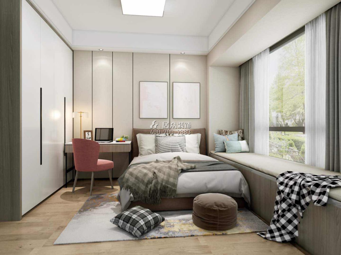 香山里花园五期175平方米现代简约风格平层户型卧室装修效果图