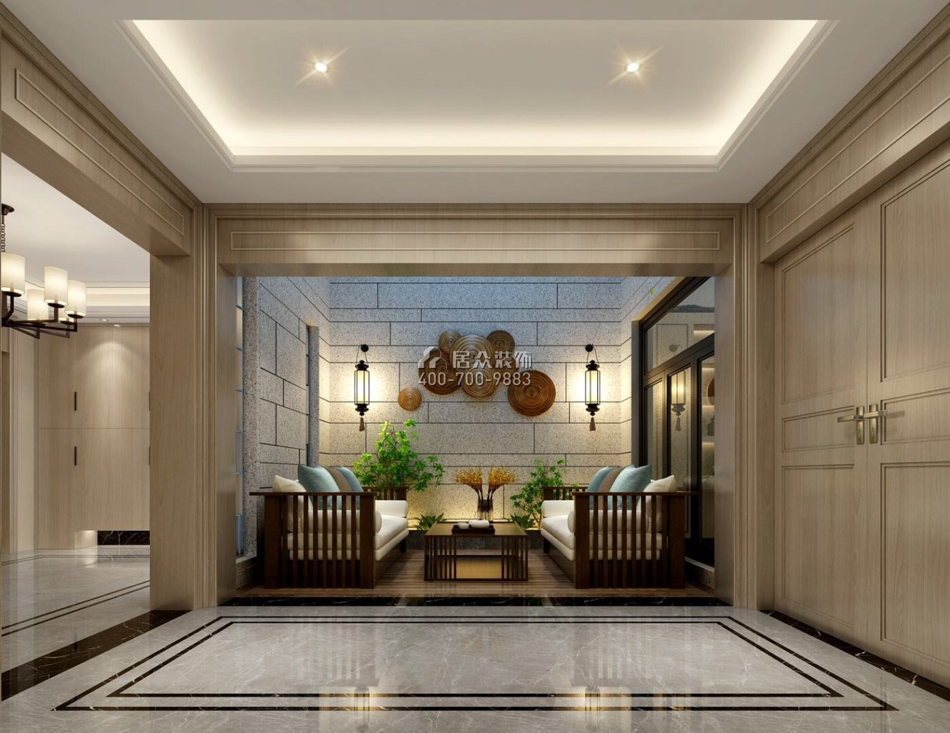 帝景中央600平方米中式风格别墅户型客厅装修效果图