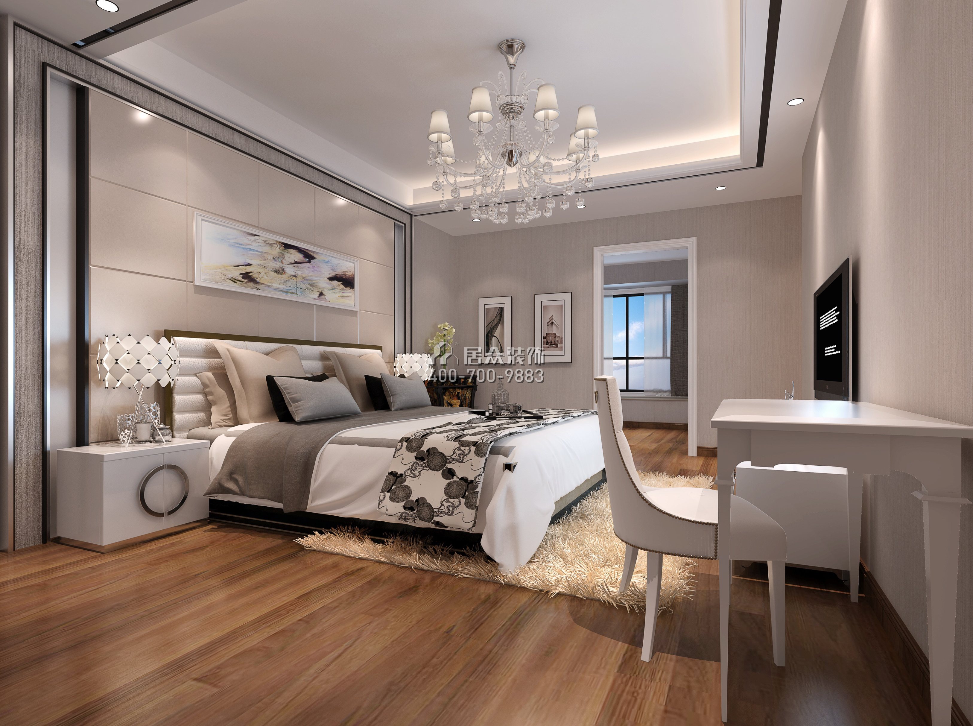 星河丹堤158平方米现代简约风格平层户型卧室装修效果图