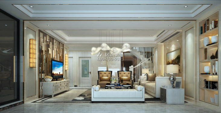 佳华豪苑220平方米欧式风格复式户型客厅kok电竞平台效果图
