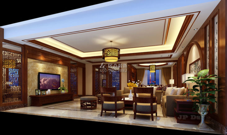 南山意境190平方米中式风格平层户型客厅装修效果图