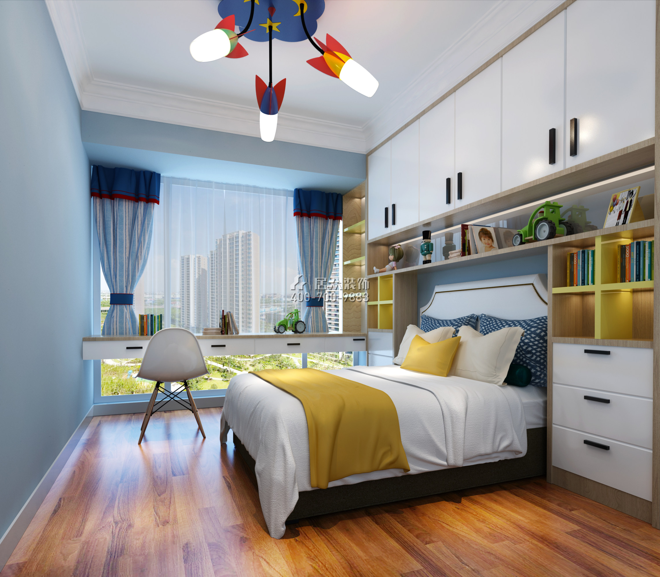 联投东方华府二期120平方米现代简约风格平层户型卧室装修效果图