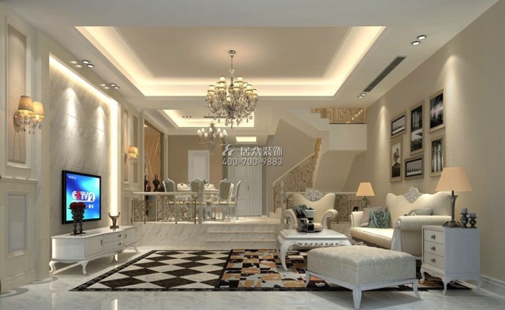 海投天湖城200平方米欧式风格复式户型客厅装修效果图