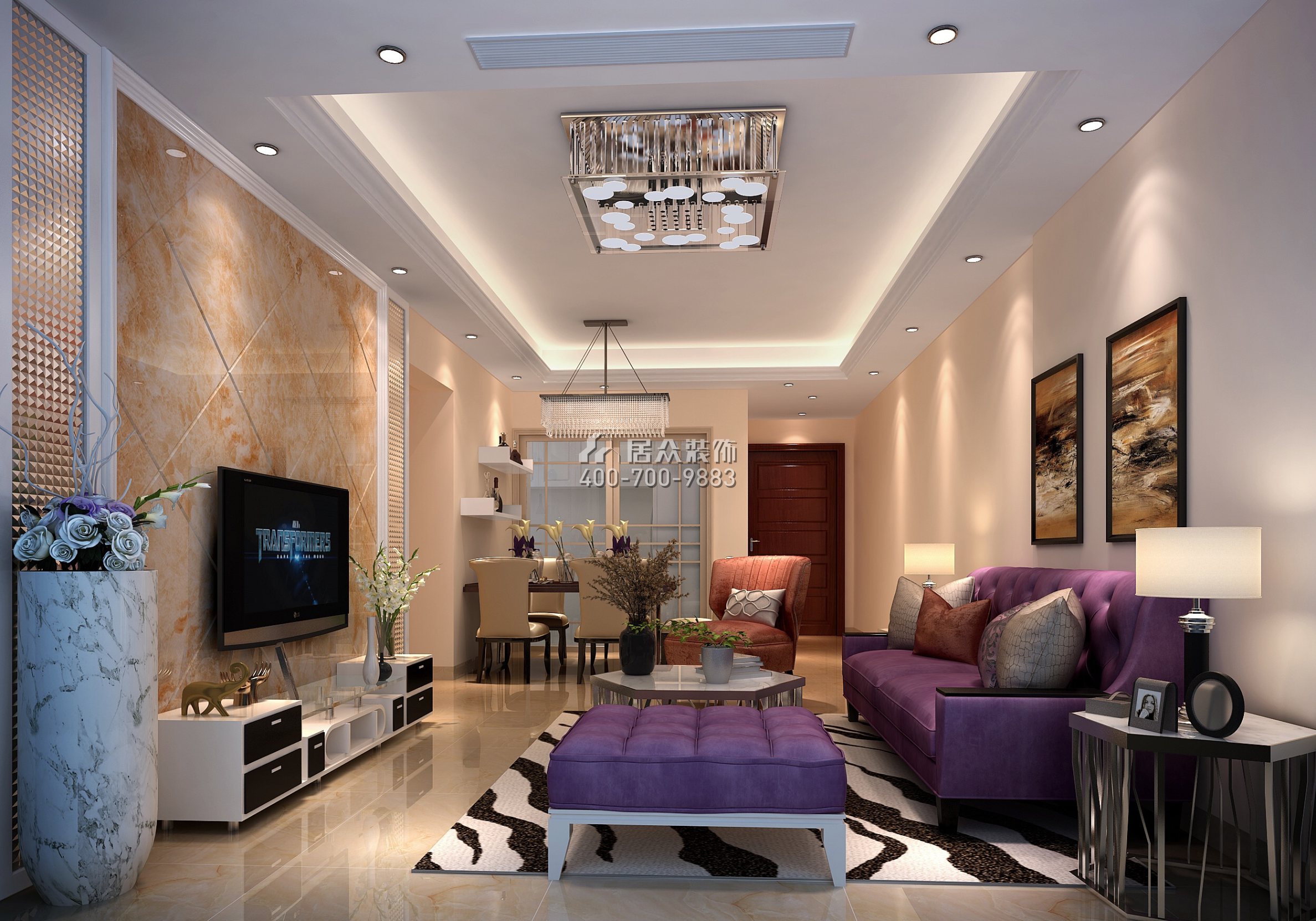 樂城80平方米歐式風格平層戶型客廳裝修效果圖