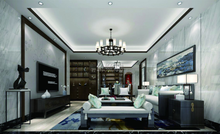 横琴新家园160平方米现代简约风格平层户型客厅装修效果图