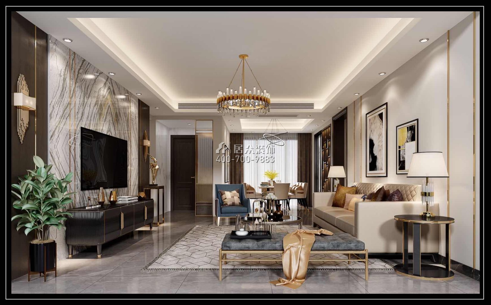星城翠珑湾150平方米现代简约风格平层户型客厅装修效果图
