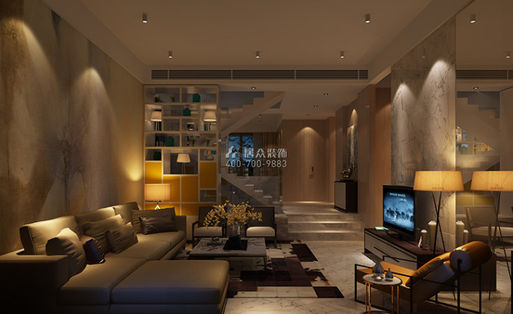 保利林语300平方米现代简约风格别墅户型客厅装修效果图