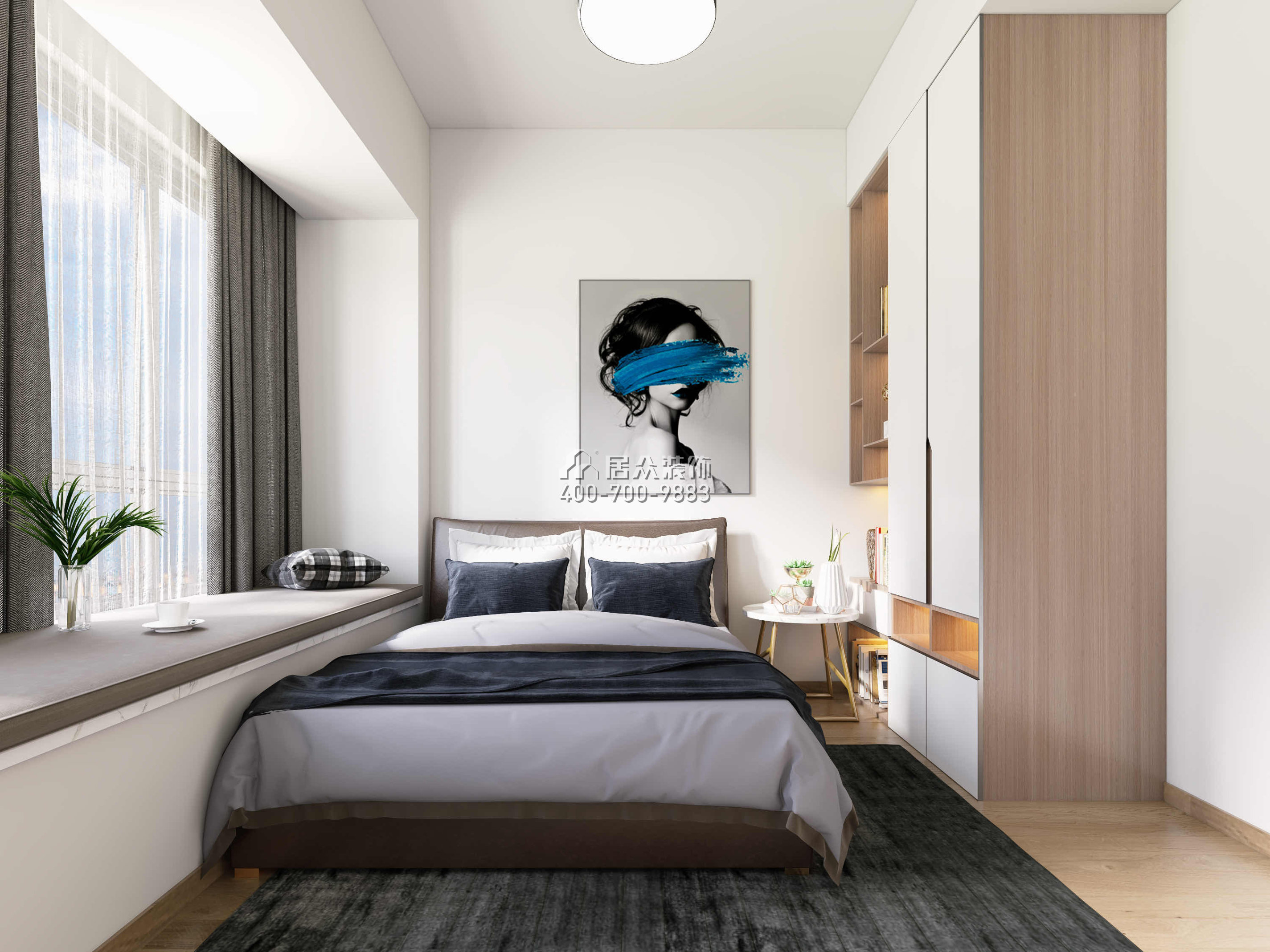 华发国际海岸揽澳郡95平方米现代简约风格平层户型卧室装修效果图