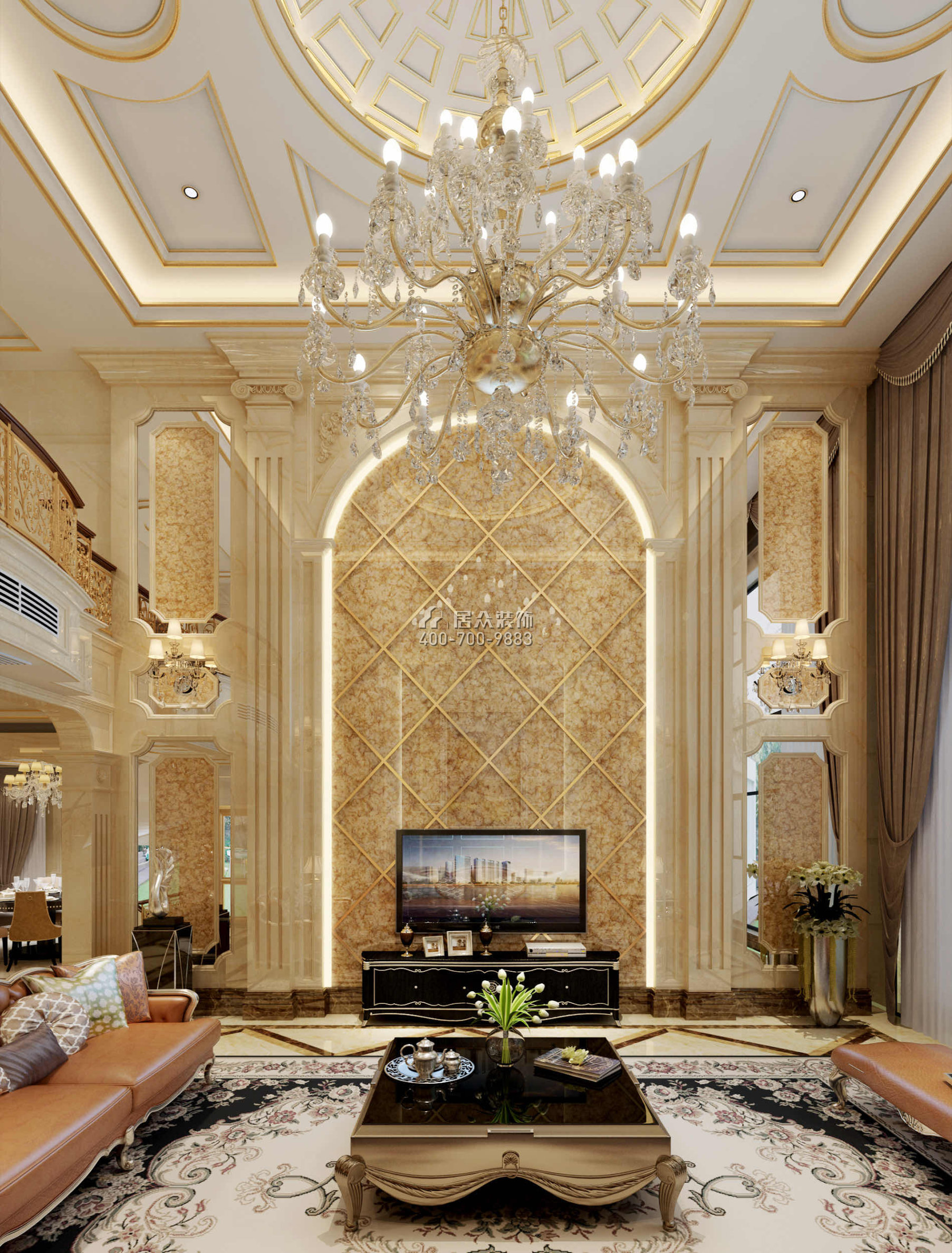 海逸豪庭800平方米欧式风格别墅户型客厅装修效果图