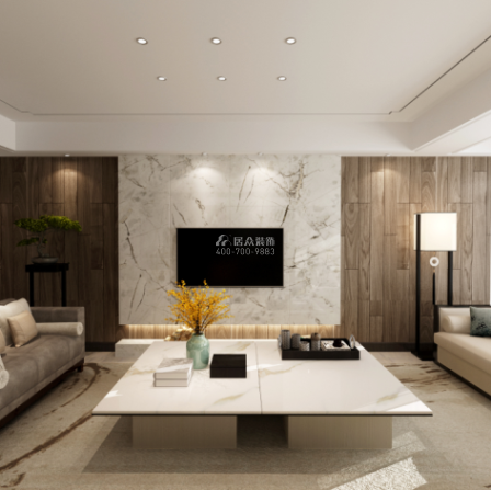 天源星城132平方米现代简约风格平层户型客厅装修效果图
