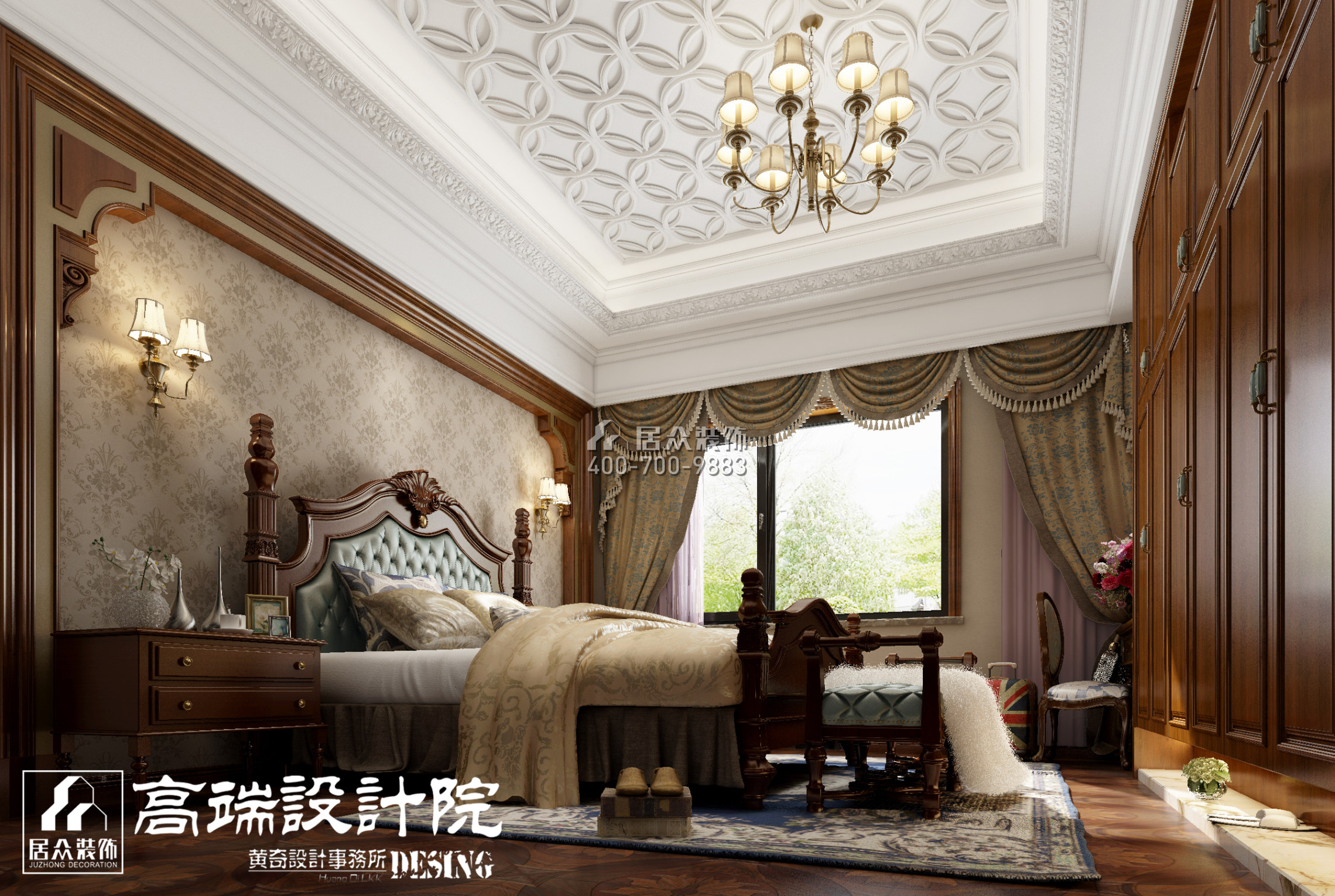 龙湖湘风原著450平方米欧式风格别墅户型卧室装修效果图