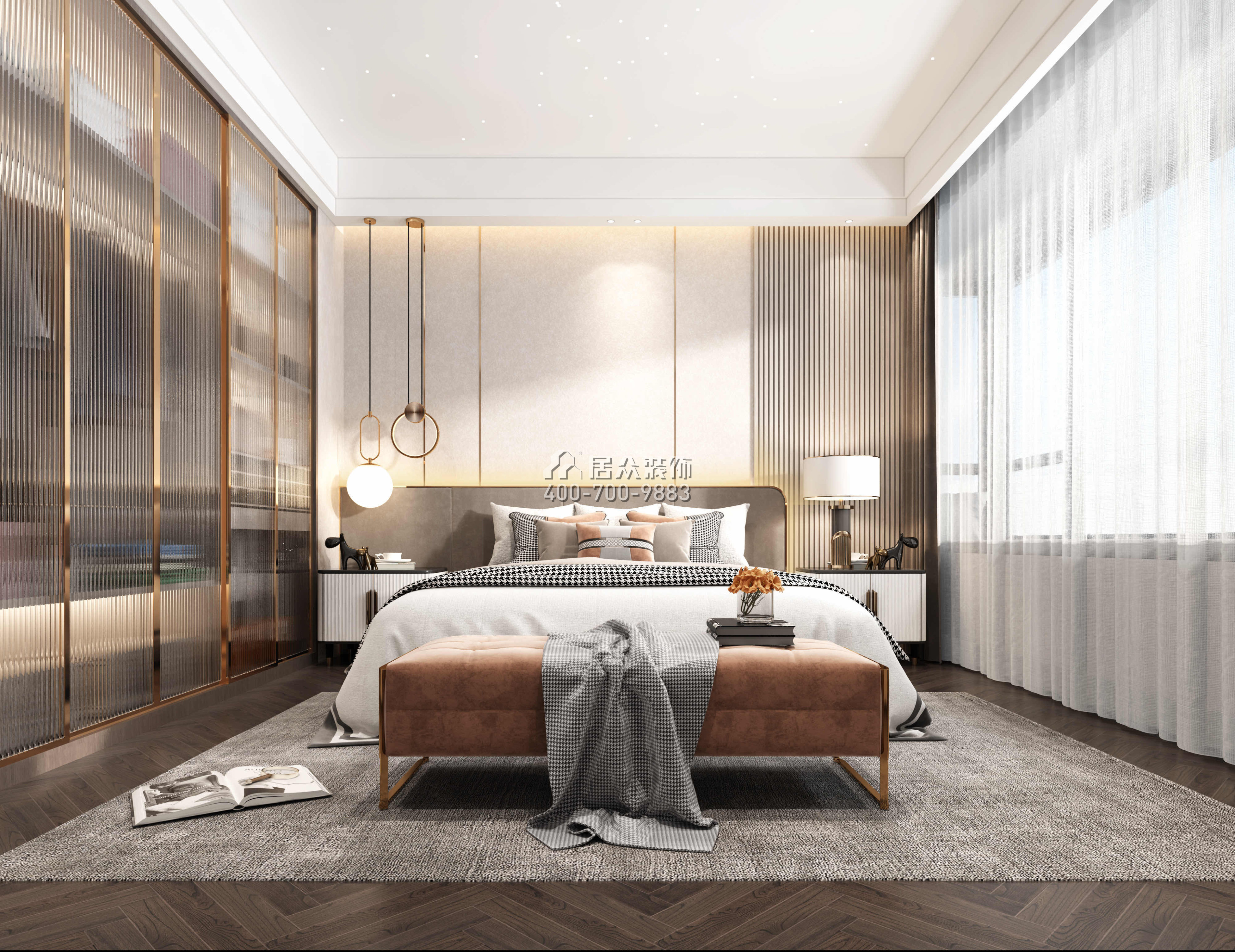 深业中城200平方米现代简约风格平层户型卧室装修效果图