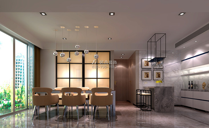 帝璟东方300平方米现代简约风格平层户型餐厅装修效果图