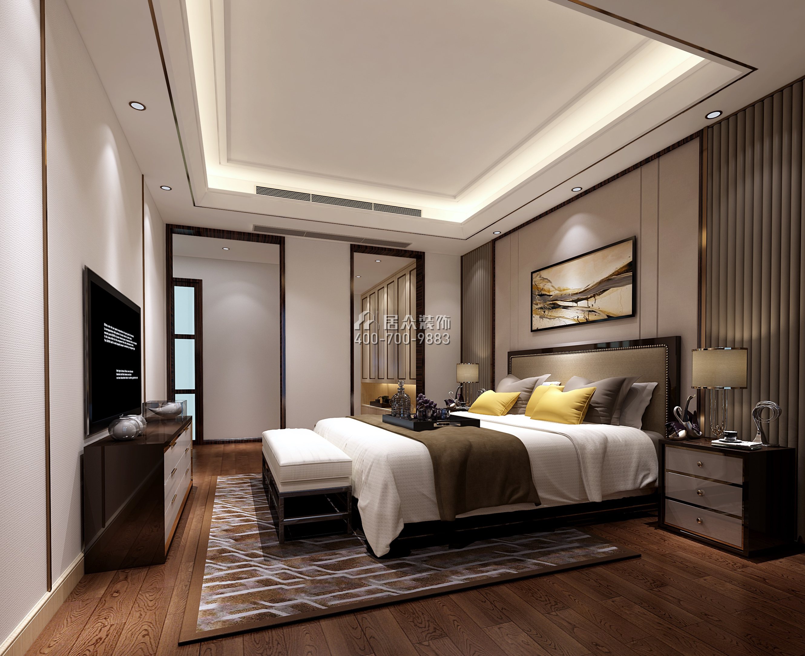 博林天瑞200平方米现代简约风格平层户型卧室装修效果图