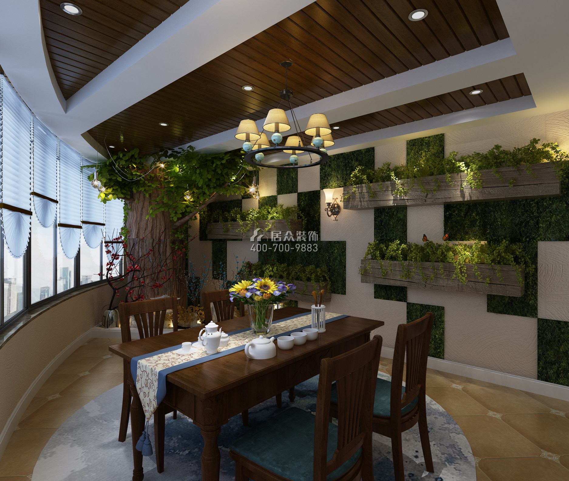 凯景中央首座350平方米美式风格平层户型茶室（中国）科技有限公司官网效果图