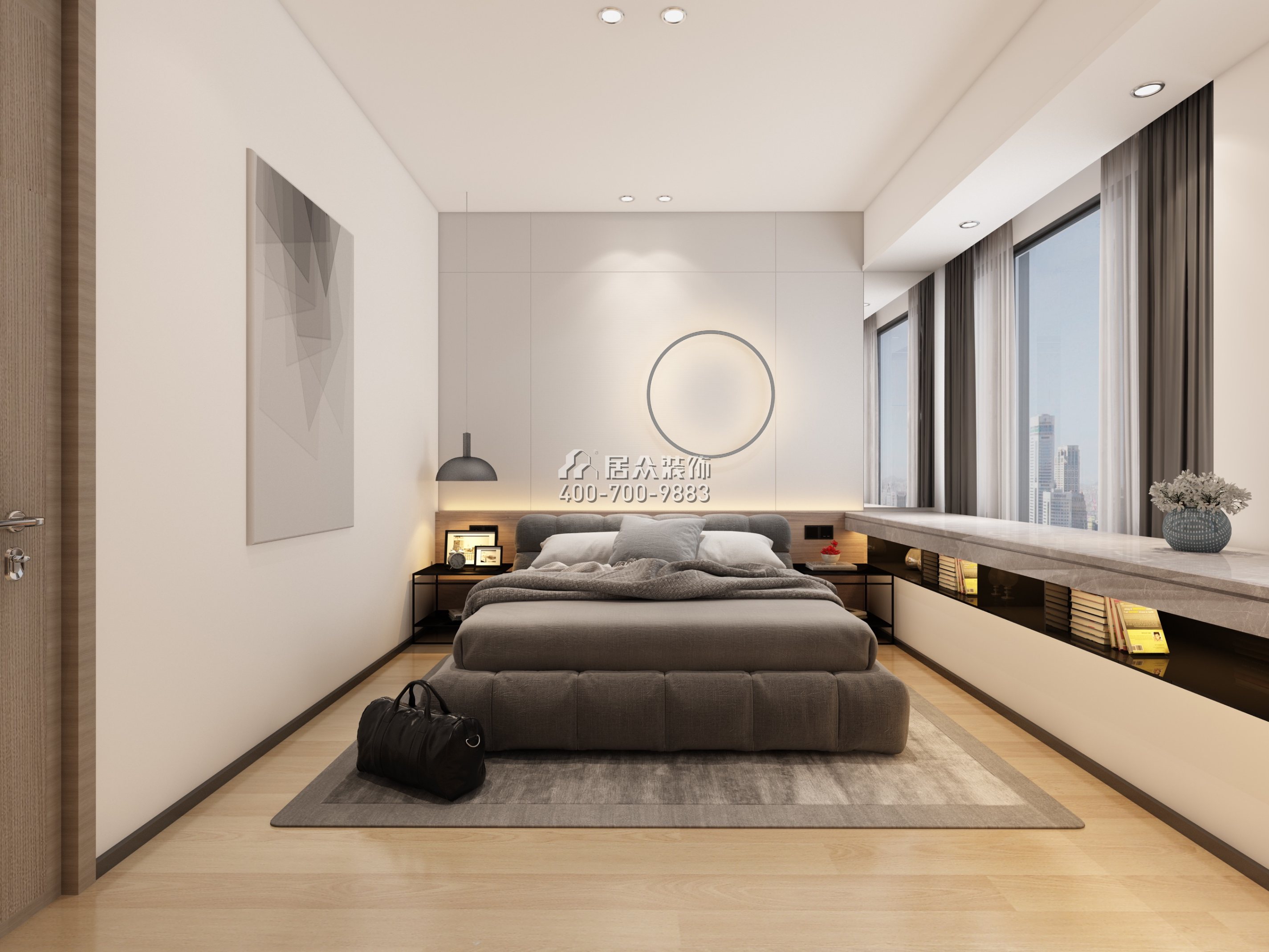 港丽豪园135平方米现代简约风格平层户型卧室装修效果图