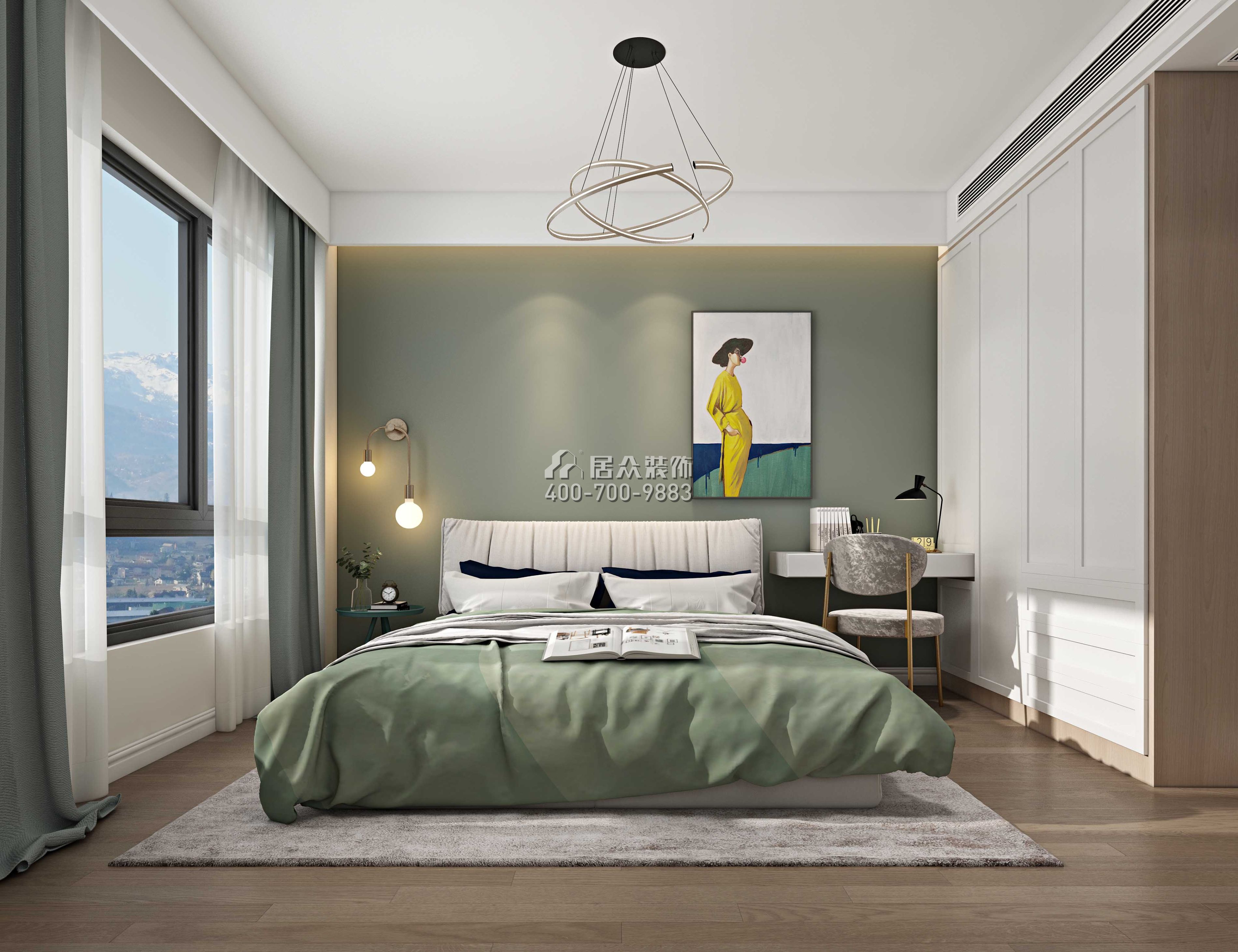 華強城83平方米北歐風格平層戶型臥室裝修效果圖