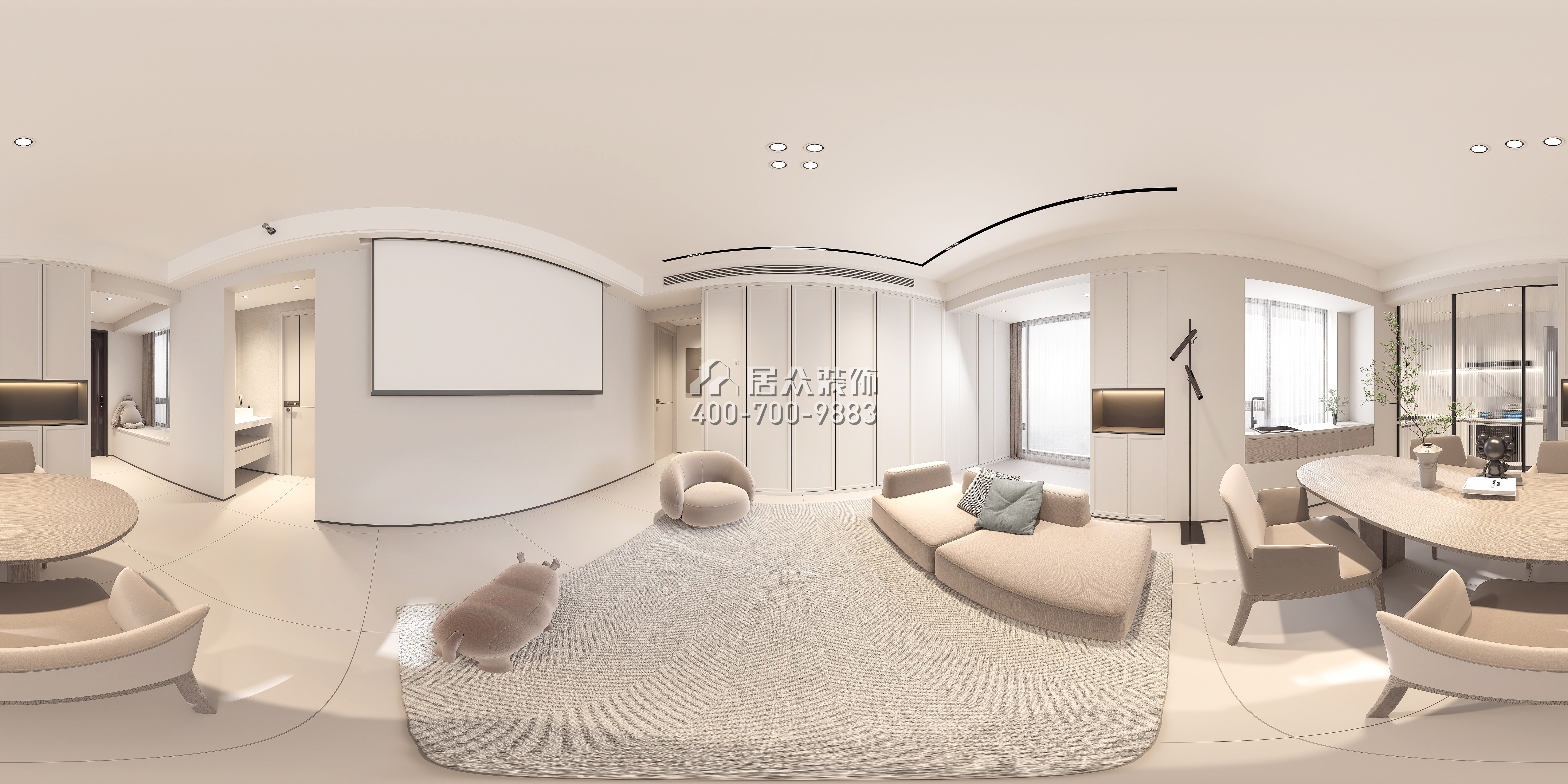 深鐵閱山鏡88平方米現代簡約風格平層戶型客廳裝修效果圖