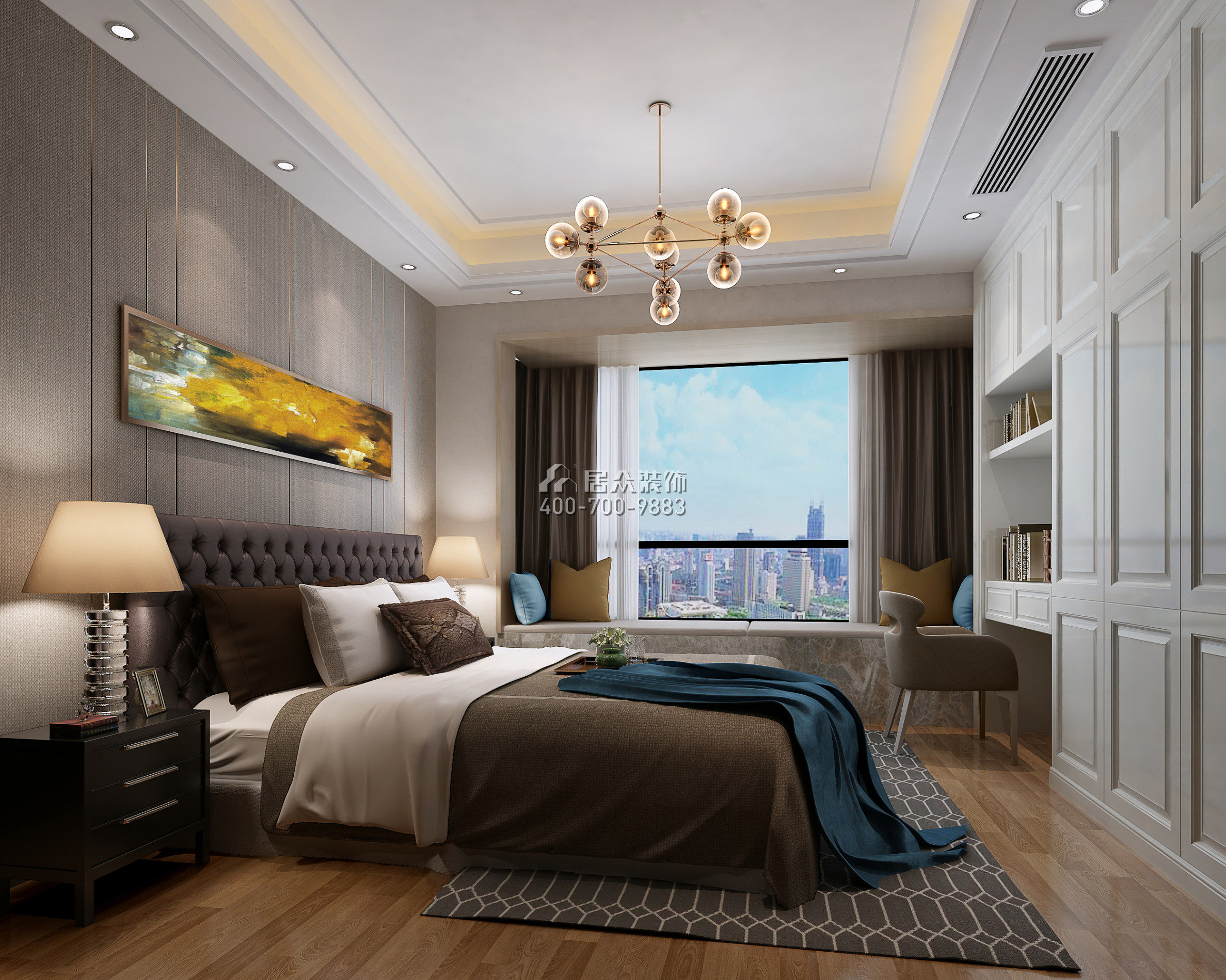 龙瑞佳园144平方米现代简约风格平层户型卧室装修效果图