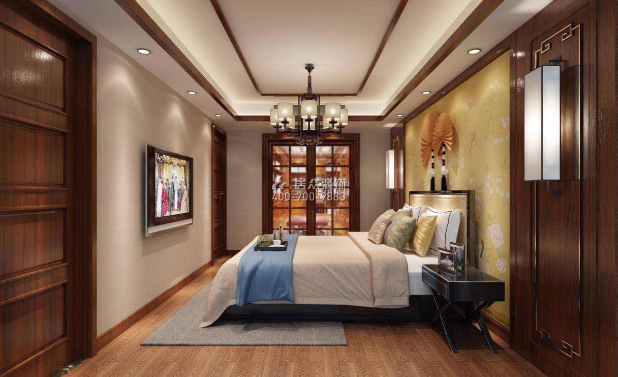 森林一号210平方米中式风格复式户型卧室装修效果图