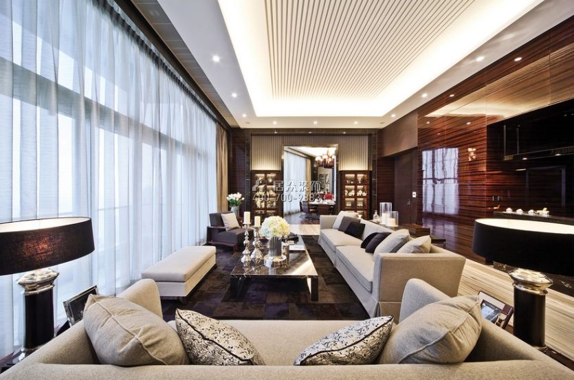 湘江豪庭260平方米现代简约风格复式户型客厅装修效果图