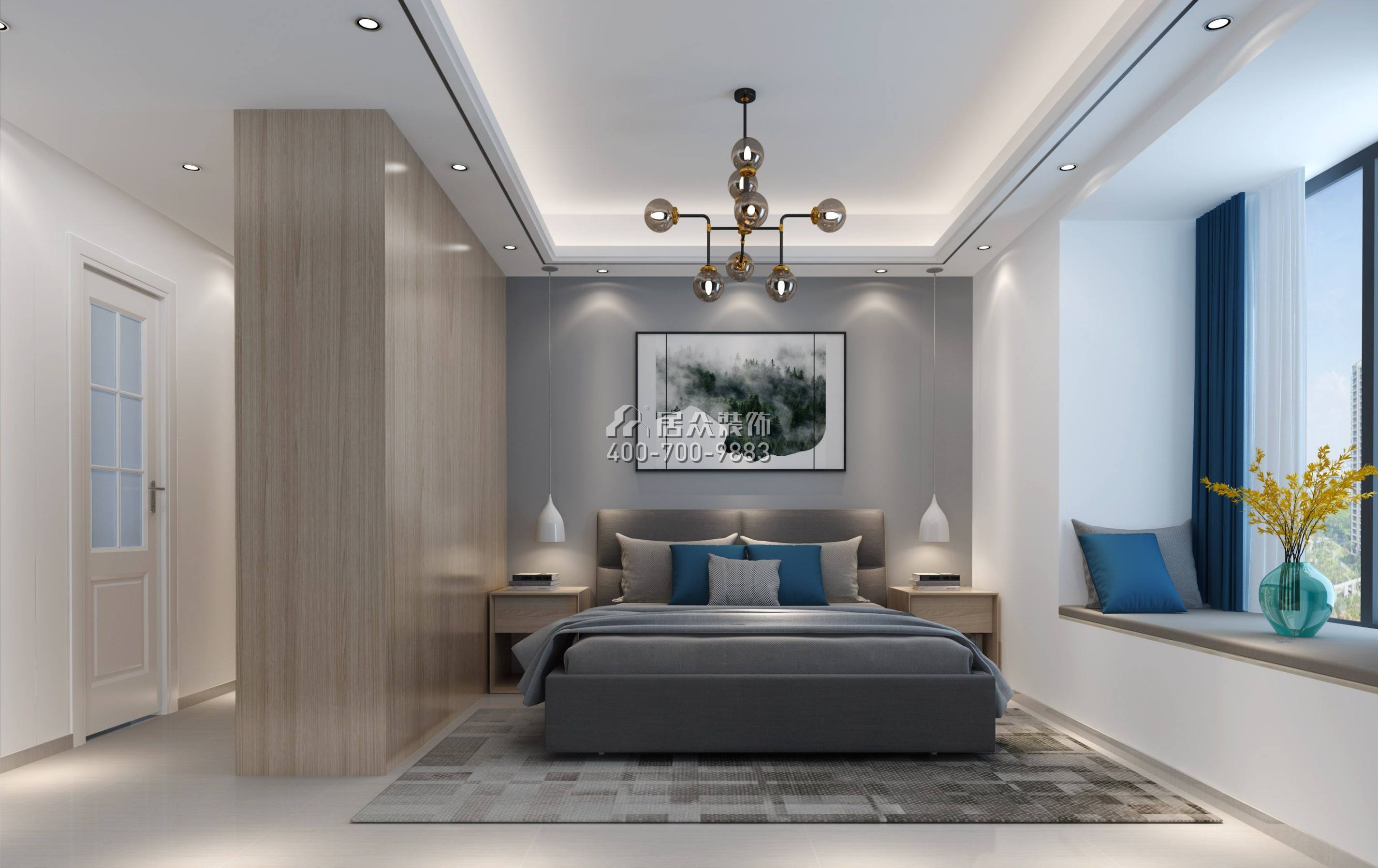 润科华府129平方米现代简约风格平层户型卧室装修效果图